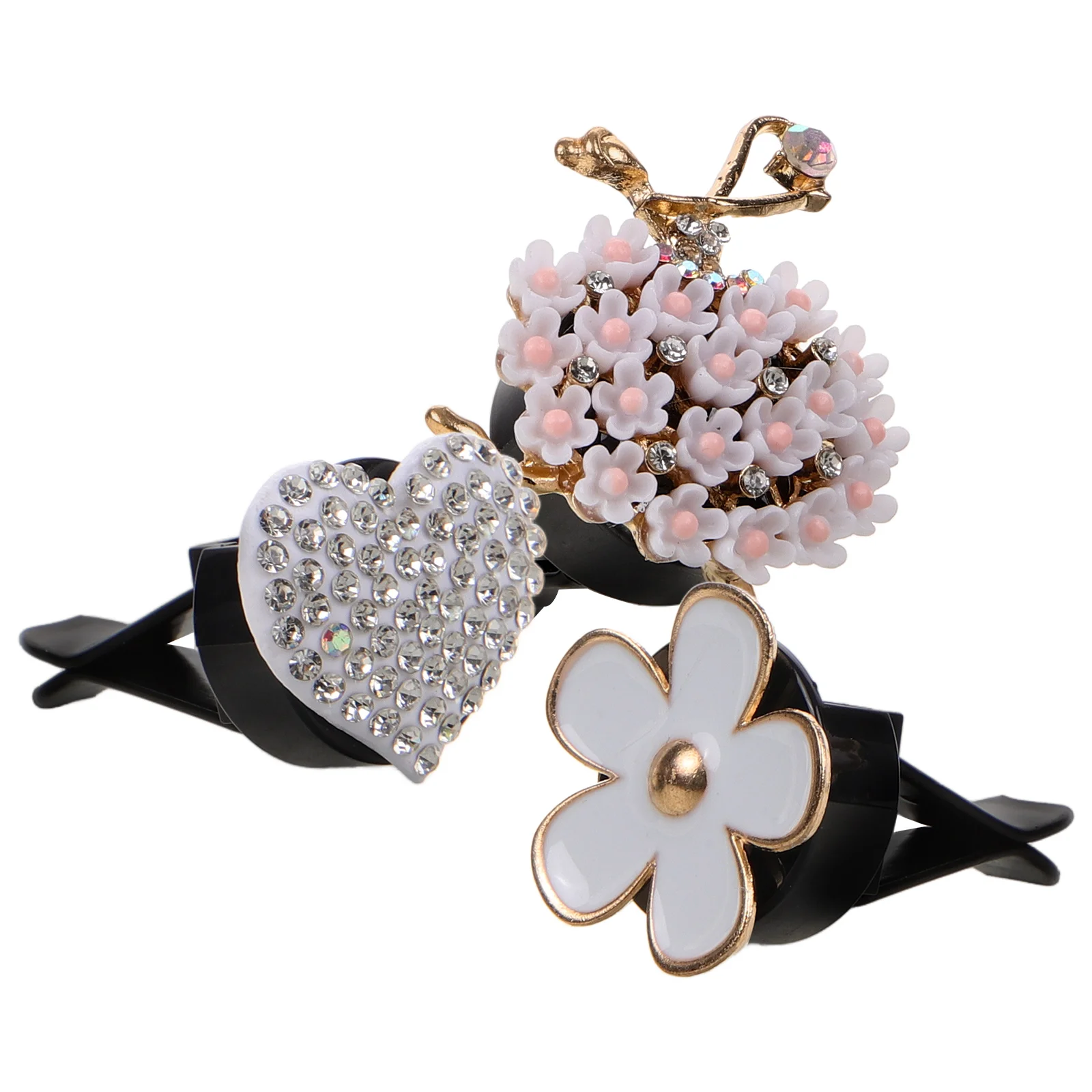 

3pcs Water-Drilled Flower Decorative Clip Air Outlet Diffuser Rhinestones Car Vent Clips Alloy Man Freshener Auto Durable Easy