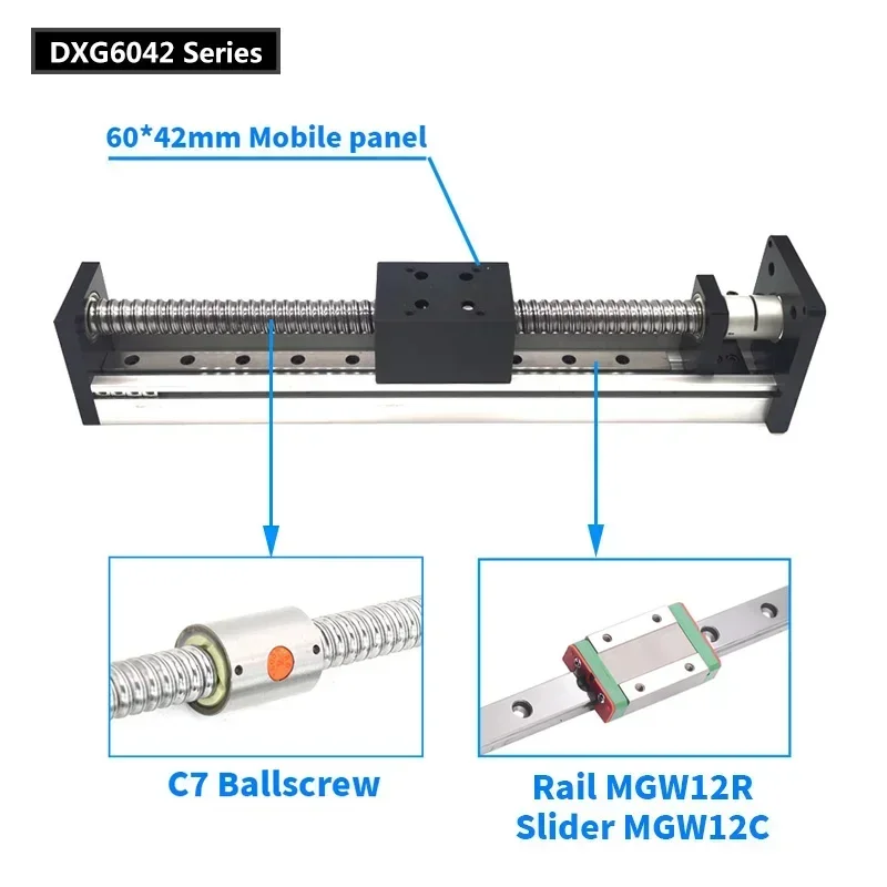 60mm width CNC Single Rail Ball Screw Motion Stage SFU1605 XYZ Axis Linear Guide Rail Table Motor Kit Sliding Table  Axis Robot