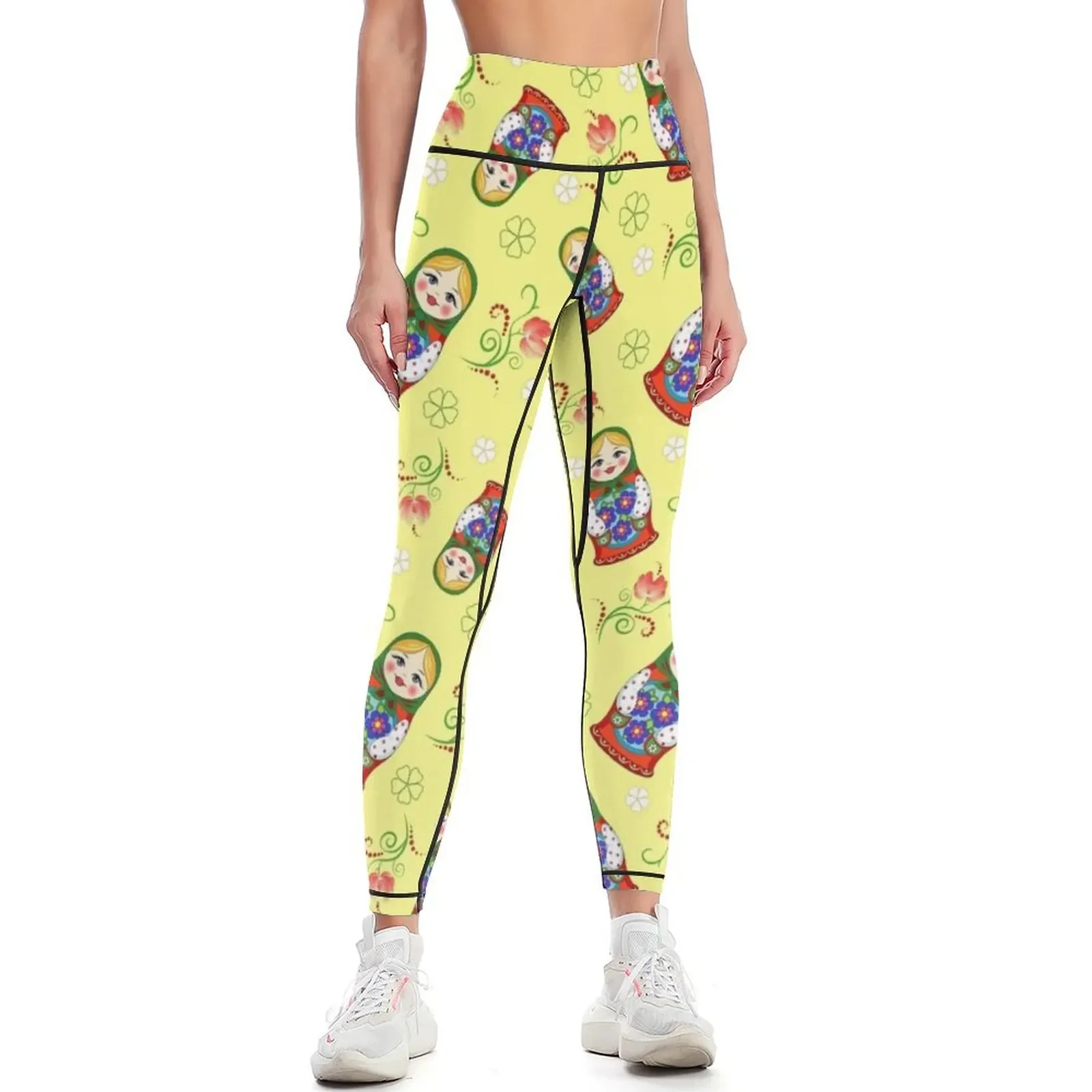 

Adorable Russian doll Leggings Leginsy push up Fitness woman push up tights for sports for gym Womens Leggings