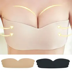 2 Pcs Silicone Adhesive Bra Invisible Backless Bra Strapless Silicone Push-up Bra