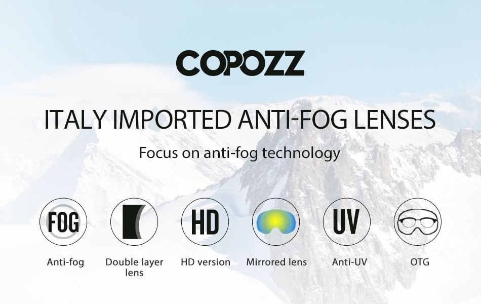 COPOZZ Outdoor-Sport-Skibrille UV400-Schutz Skimaske für Männer und Frauen Anti-Beschlag Großgesichts-Schneebrille Snowboard-Skibrille – Detail 9