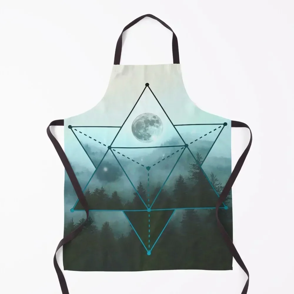 

Sacred Geometry Cosmic Woods Apron Kitchen Special Accessories Trim Cloth Bib For Kitchen Kids Apron