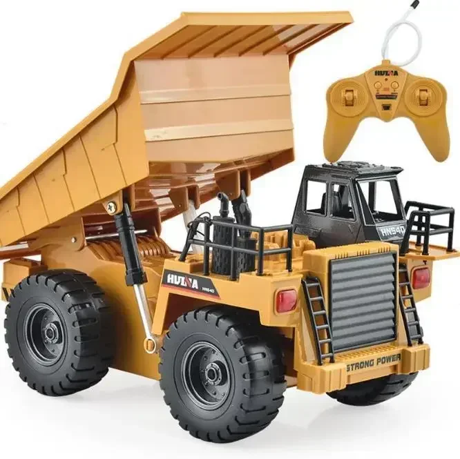 [Funny] Multifunction 2.4GHz 6CH RC Truck Light and Music Remote Control Metal Dump Truck 4 Wheel Realistic Machine toy gift