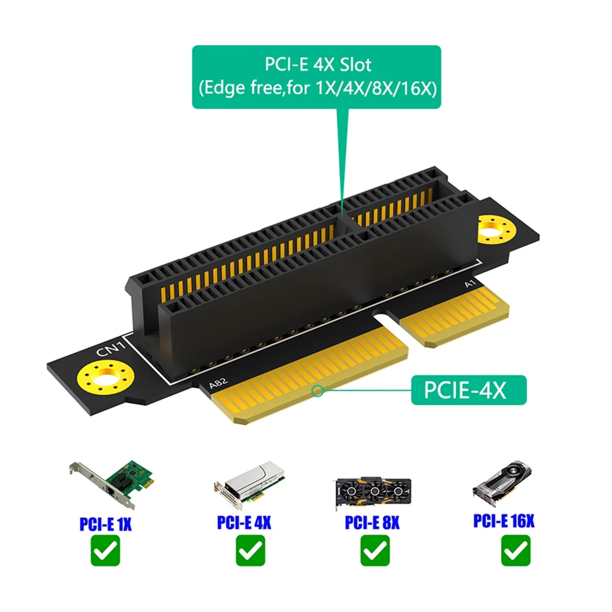 ATP-PCI E 4X 3.0 90 Degree Reverse Male to Female Riser Card for 1U Server (Installation Direction Towards CPU)