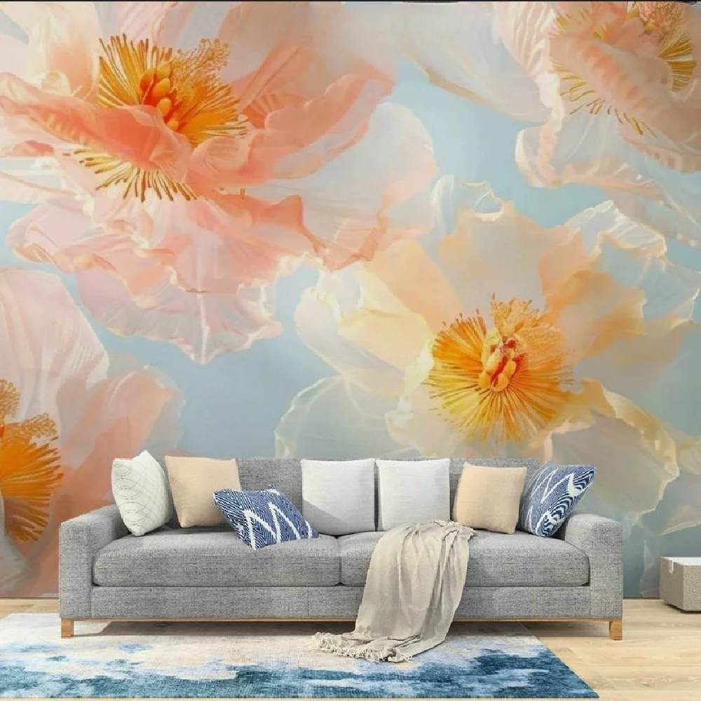 

Custom European style flower wallpaper for living room mural TV background bedroom sofa Rose flower wall paper restaurant mural