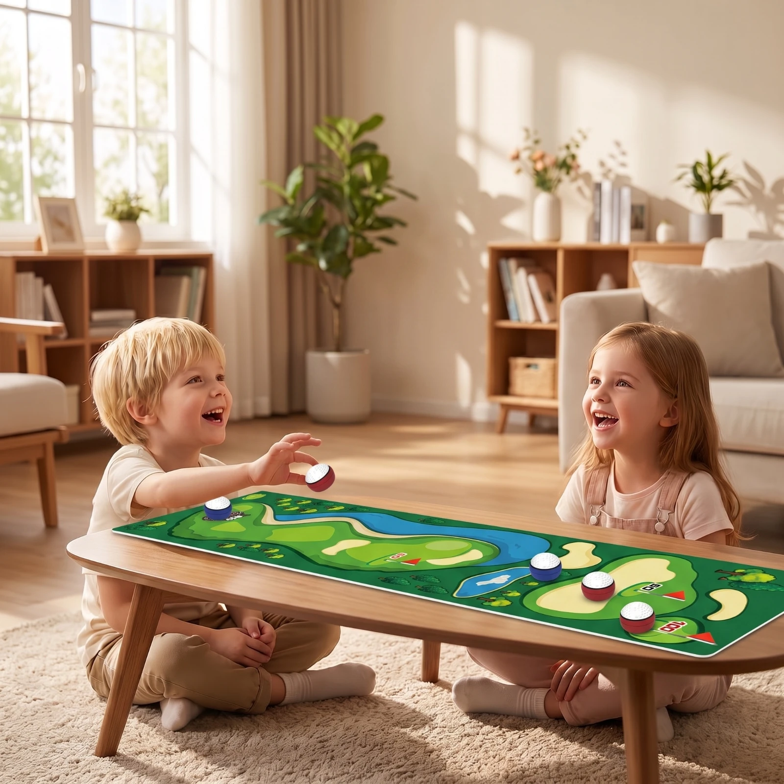 Party Games Golf - Tisch-Golfspiel Indoor-Golfspielmatte mit Ballset Mini Komplettset