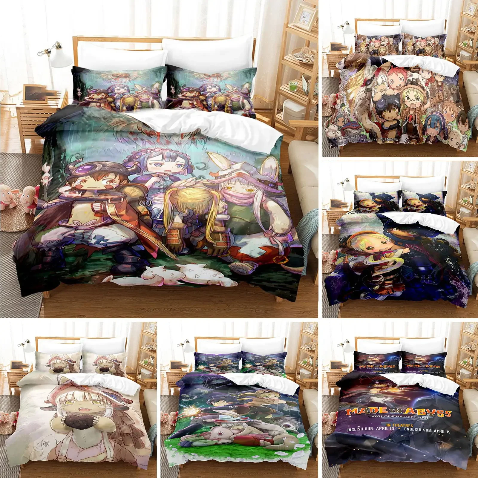 

3D Printed Made in Abyss Bedding Set Pillowcase Anime Duvet Cover Double Twin Full Queen King Adult Kids Bedclothes Quilt Cover