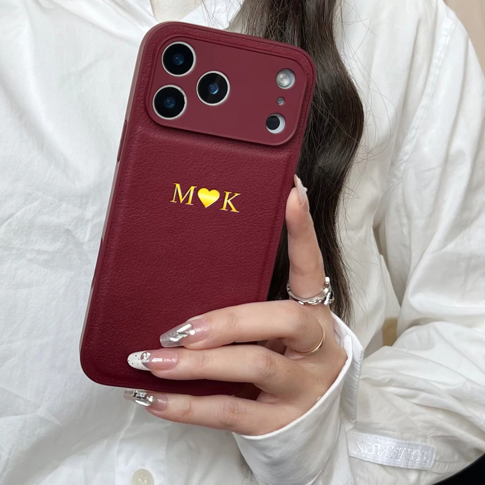 Funda de lujo de cuero sintético personalizada con nombre o inicial en dorado para iPhone 17 16 15 14 13 Pro Max Plus Air, regalo 3