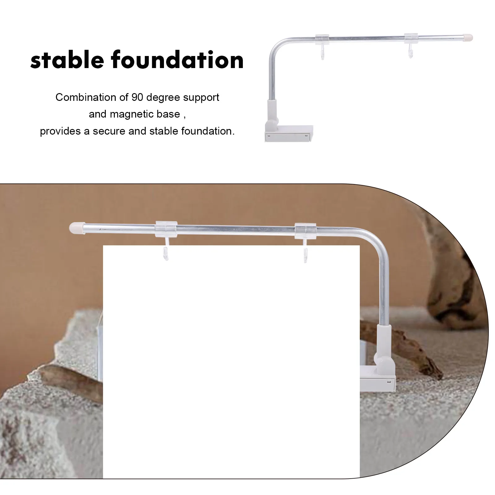 

Magnetic Sign Holder 8.16 Inch Wide Transparent Acrylic Strip White 90 Degree Base Poster Display Stand Shopping Mall