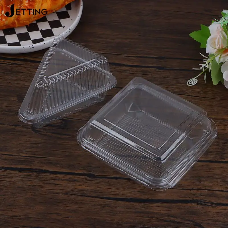 10Pcs Square Cheesecake Boxes Slice Cake Box Triangle Pie Holders Cake Boxes Cupcake Slice Container For Bakery Party Wedding