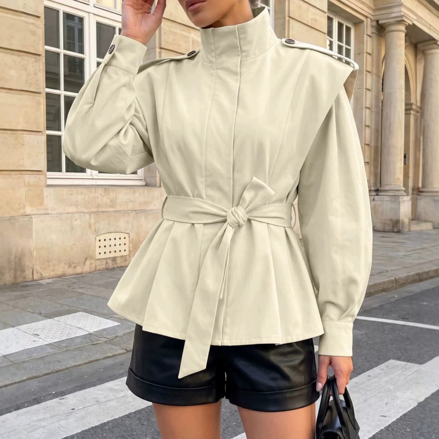 Women Coats Jackets Trench Stand Collar Coat Windbreaker Jacket Y2k Streetwear Work Outerwear Casual 2026 Autumn Winter