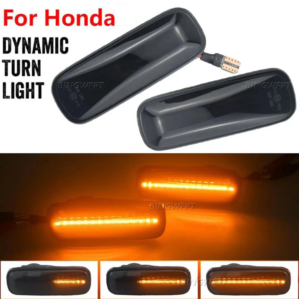 2x LED Dynamic Side Marker Lights Arrow Turn Signal Blinker Lamps For Honda Civic 1995 - 2000 Yellow Running Light Position Lamp