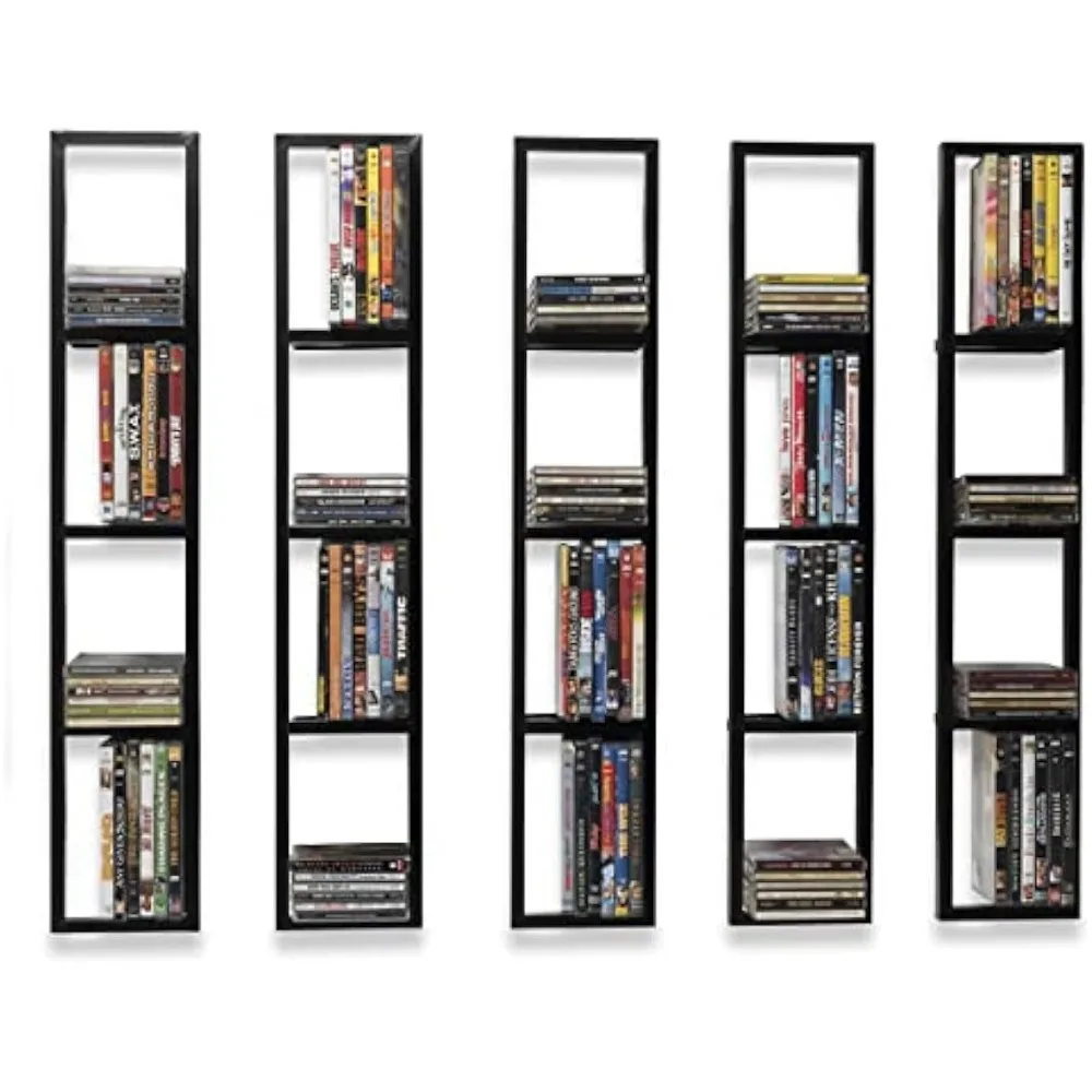 Black Floating Shelves for Wall, 34 Inch Video Games CD DVD Storage Shelves, Cube Storage Organizer Shelf Set of 5