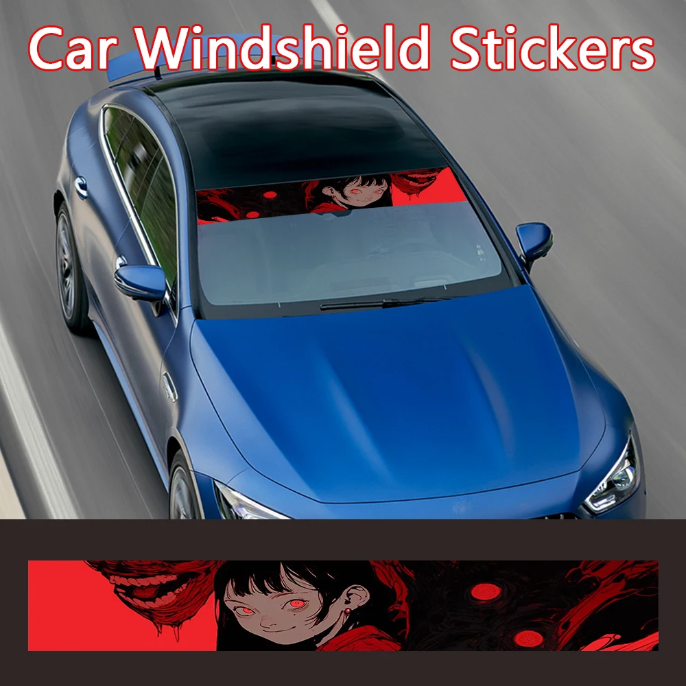 Autocollants de décoration de voiture Anime Cool Girl, autocollants créatifs de dessin animé stéréo 3D, autocollant de pare-brise avant de voiture, extérieur de voiture