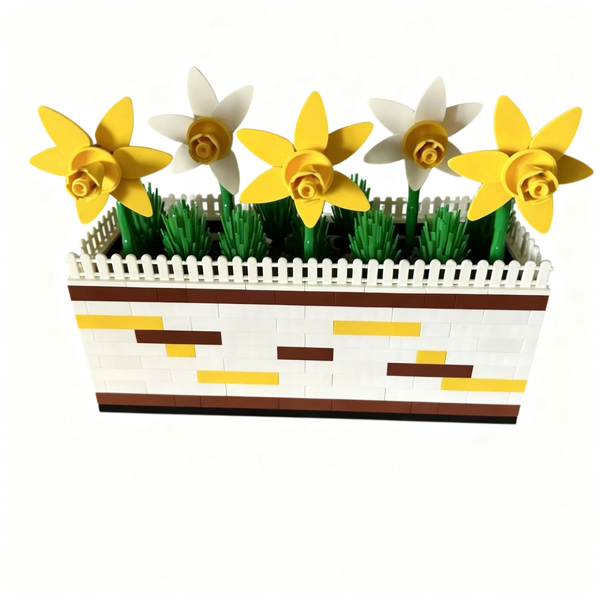 653pcs MOC Daffodil Window Box Botanicals Model Building Blocks Architecture Birthday Creative Idea Kids Christmas Gifts Toy