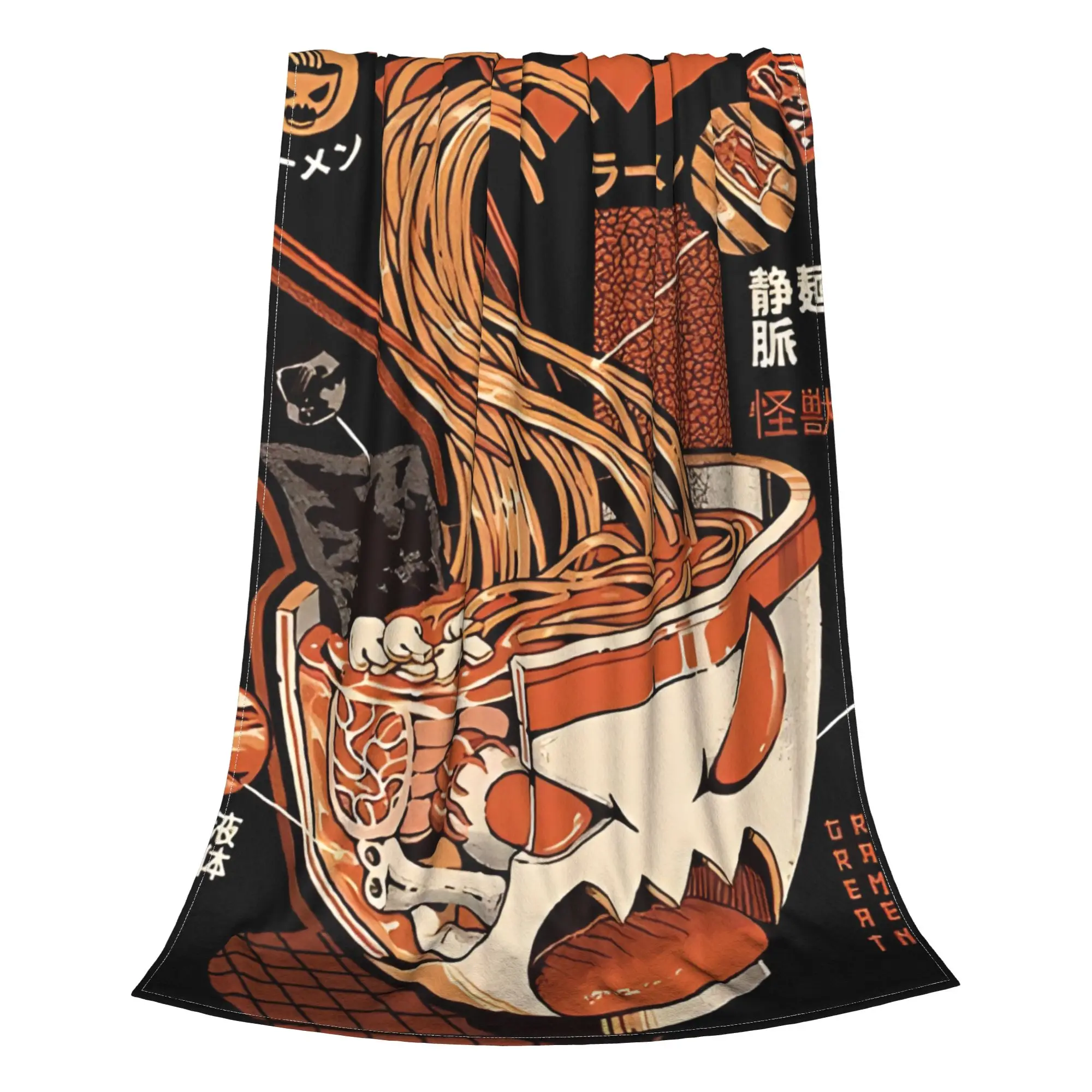 1PC Black X Ray Great Ramen! Kaiju Monster Home Room Decorations Winter Blankets For Adults Bedding Home Interior Sofa Knee