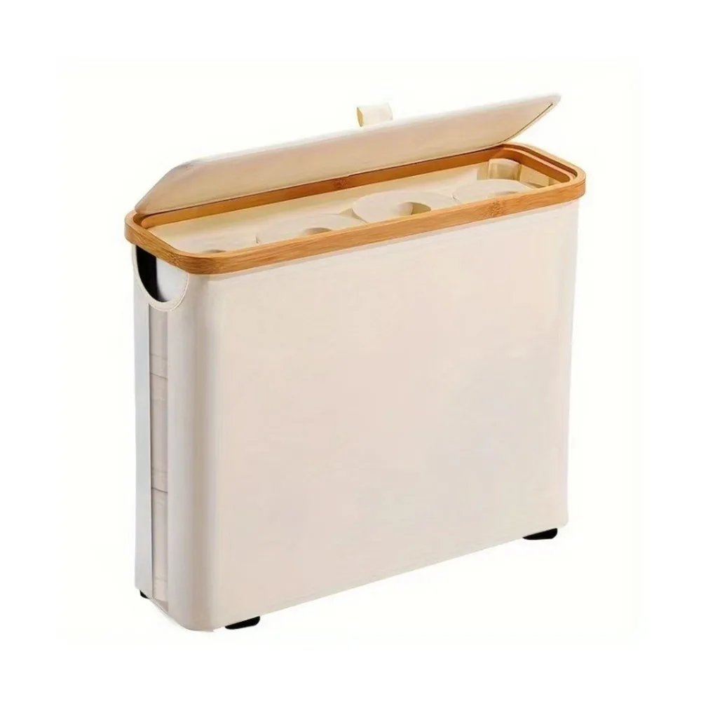 

Large Capacity Toilet Paper Storage Basket Folding Oxford Cloth Large Paper Holder with Lid with Handle Toilet Paper Holder