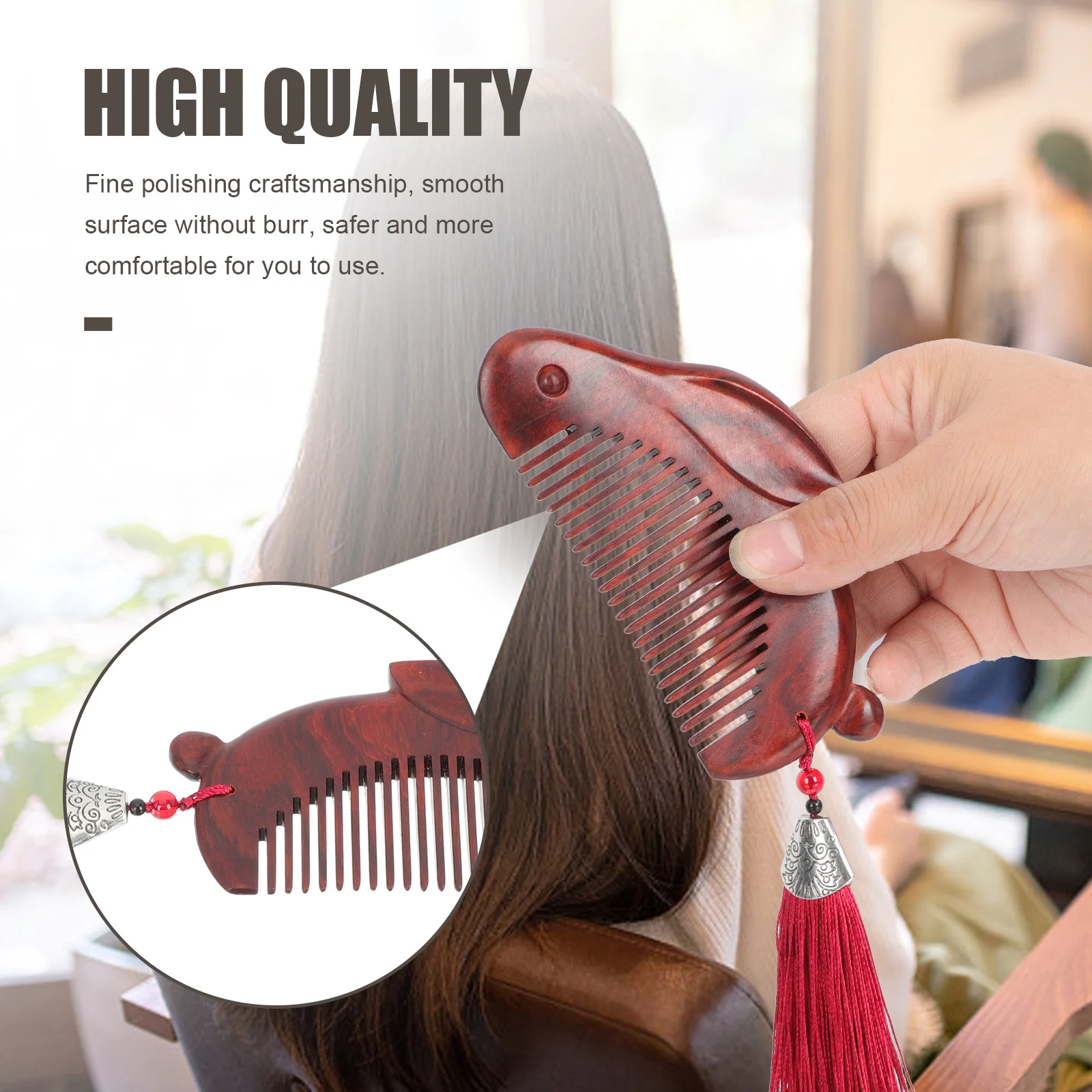 

Изысканная резная деревянная расческа в форме кролика, парикмахерский инструмент, прочная практичная идея подарка на фестиваль, день рождения