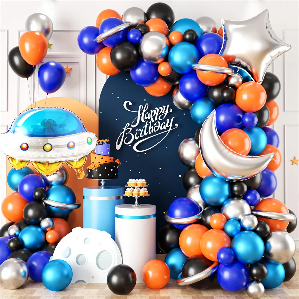 118Pcs Weltraum Ballon Girlande Kit Raum Ballon Bogen Sterne Mond Folie Ballons Für Raum Galaxy Geburtstag Party Dekorationen