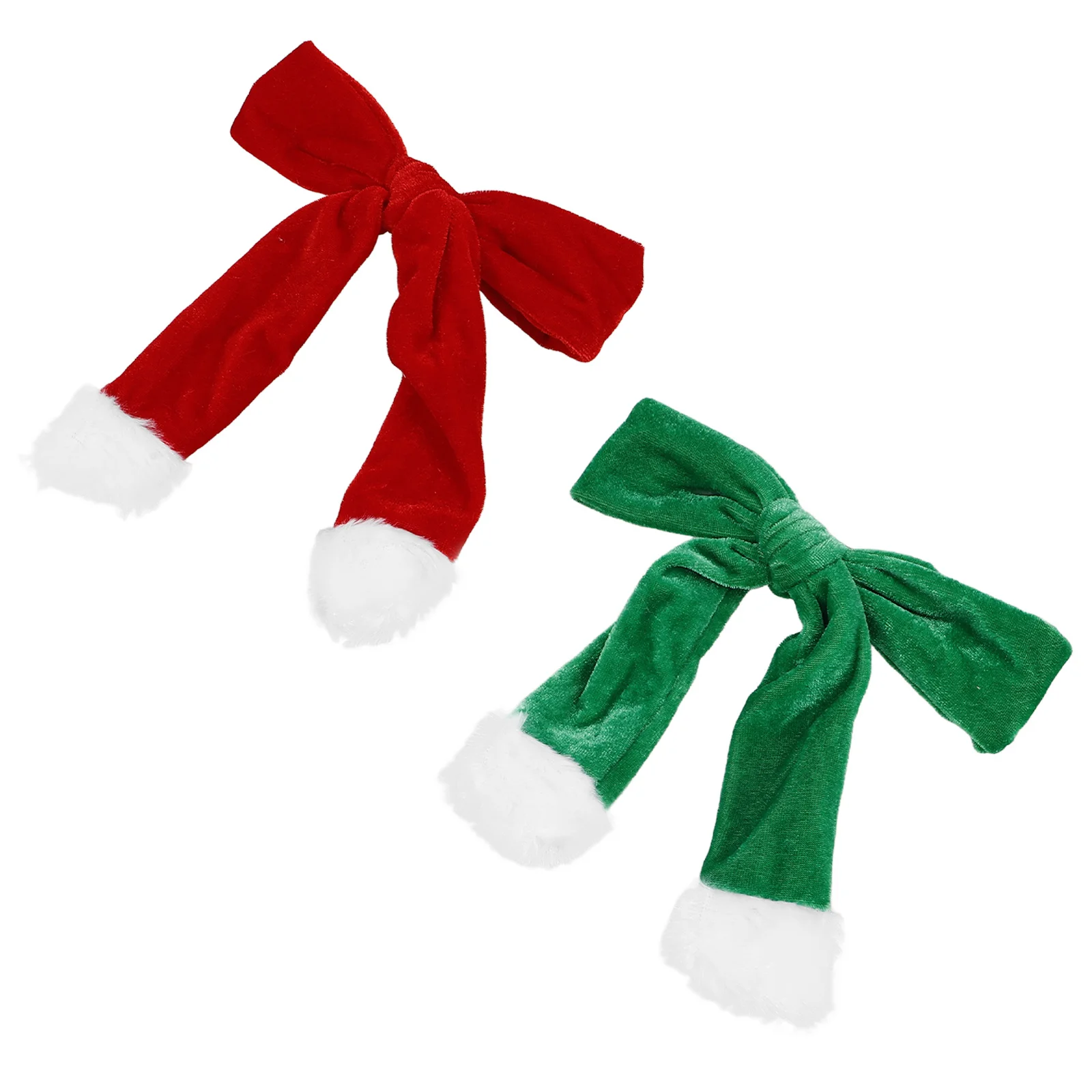 

2pcs Clip Christmas Style Edge Spring Clamp For Women Long Bowknot Decor Xmas Themed Hair Ornament Hair Accessory