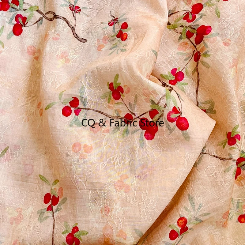 

Модельерская печатная жаккардовая шифоновая ткань для платьев и Cheongsam по метрам