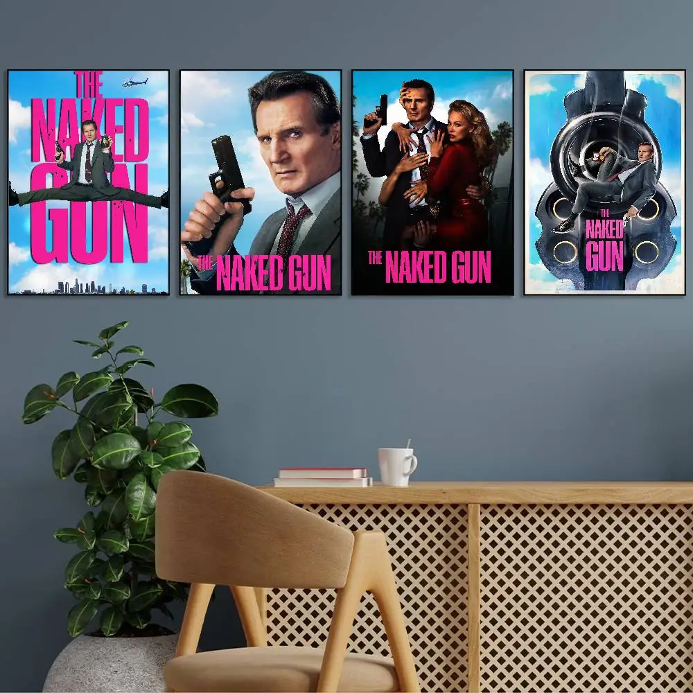 Póster de la película de acción y comedia The Naked Gun, arte de pared adhesivo HD, impresión impermeable, decoración estética para el hogar, sala de estar, dormitorio, bar