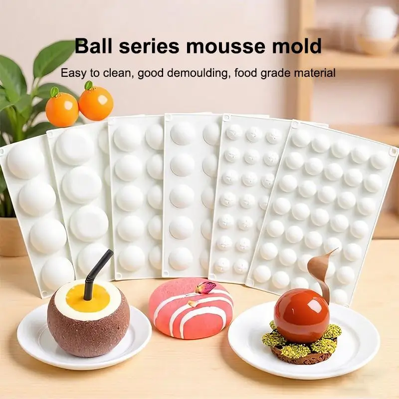 Circle Ball Shape Cake Candy Mold Heart Mousse Mould Cake Chocolate Decoration Silicone Mold Kitchen Dessert Mousse Mold
