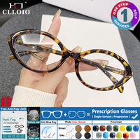 CLLOIO New Fashion Oval Anti Blue Light Glasses Women's Prescription Myopia Glasses Progressive Reading Photochromic Glasses