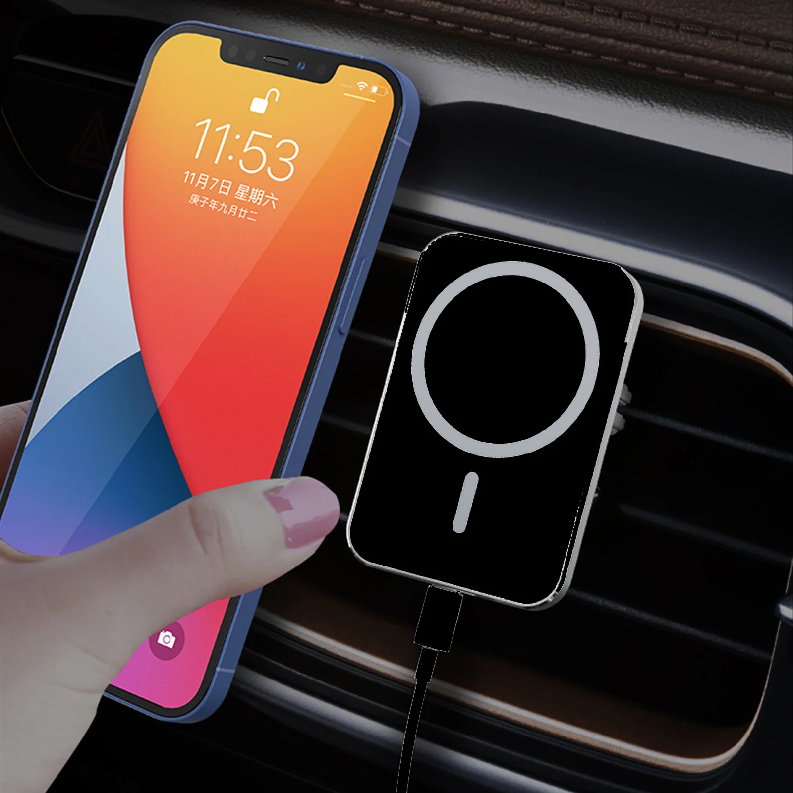 15W Magnetic Fast Car Wireless Charger Phone Holder For Magsafe IPhone 14 13 12 Pro Max Samsung Macsafe Air Vent Charging Stand