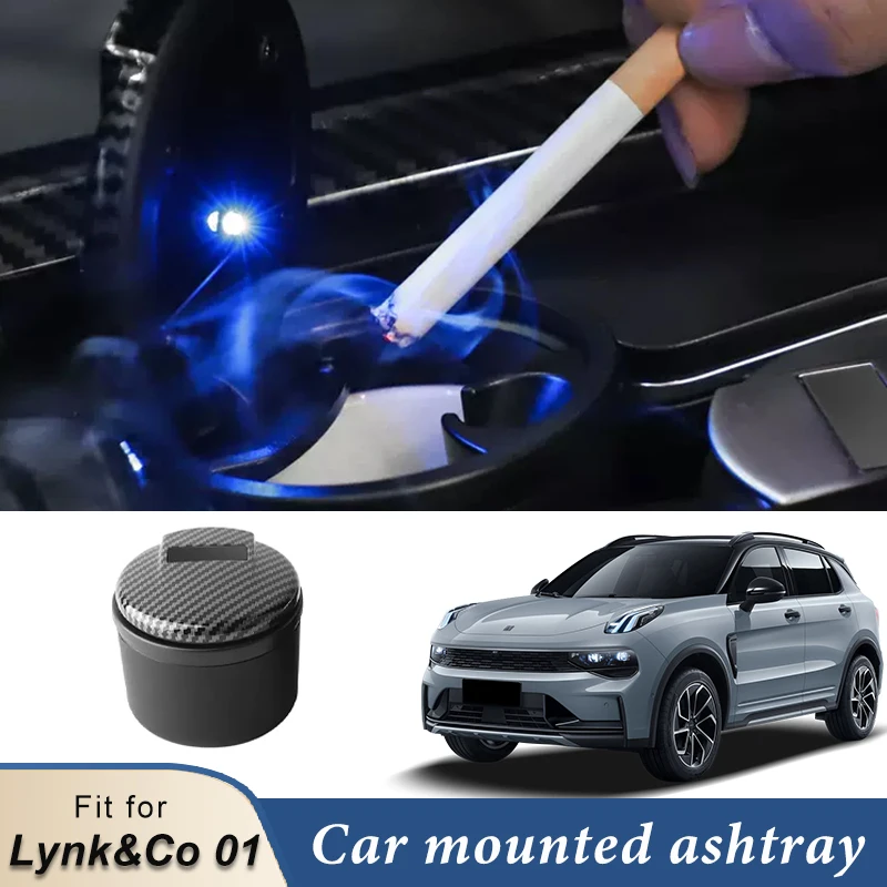 LINNUNU Car LED Ashtray for Lynk&Co 01 Auto Ashtray Cigarette Ash Holders Cup Car Interior Decor Auto Accessories 2021 2022 2023