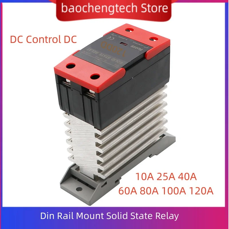 

SSR 10DD 25DD 40DD 60A 80A 100A 120 10 25 40 А Твердотельное реле с креплением на DIN-рейку SSR DC Управление постоянным током с радиатором Однофазное