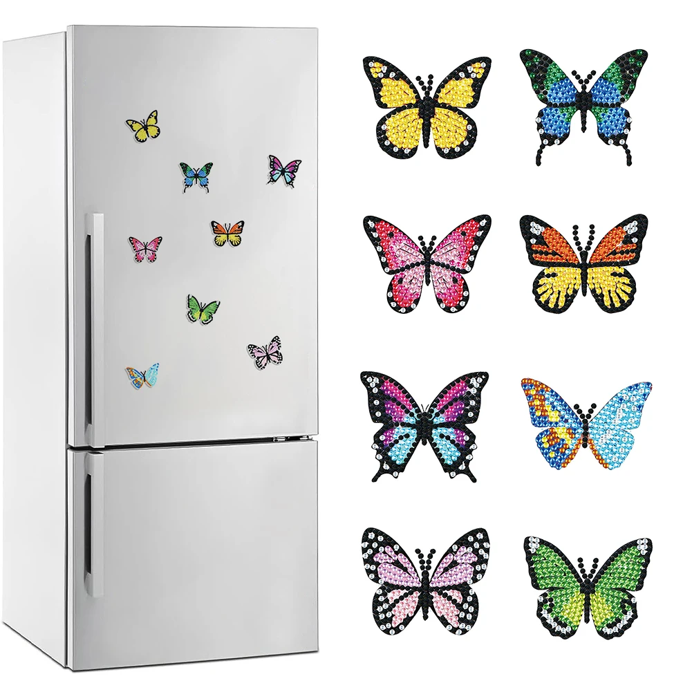 8Pcs Special Shape Goblin Fridge Stickers Diamond Art Magnets Decals Diamond Painting Fridge Magnet for Adults Kids Beginners