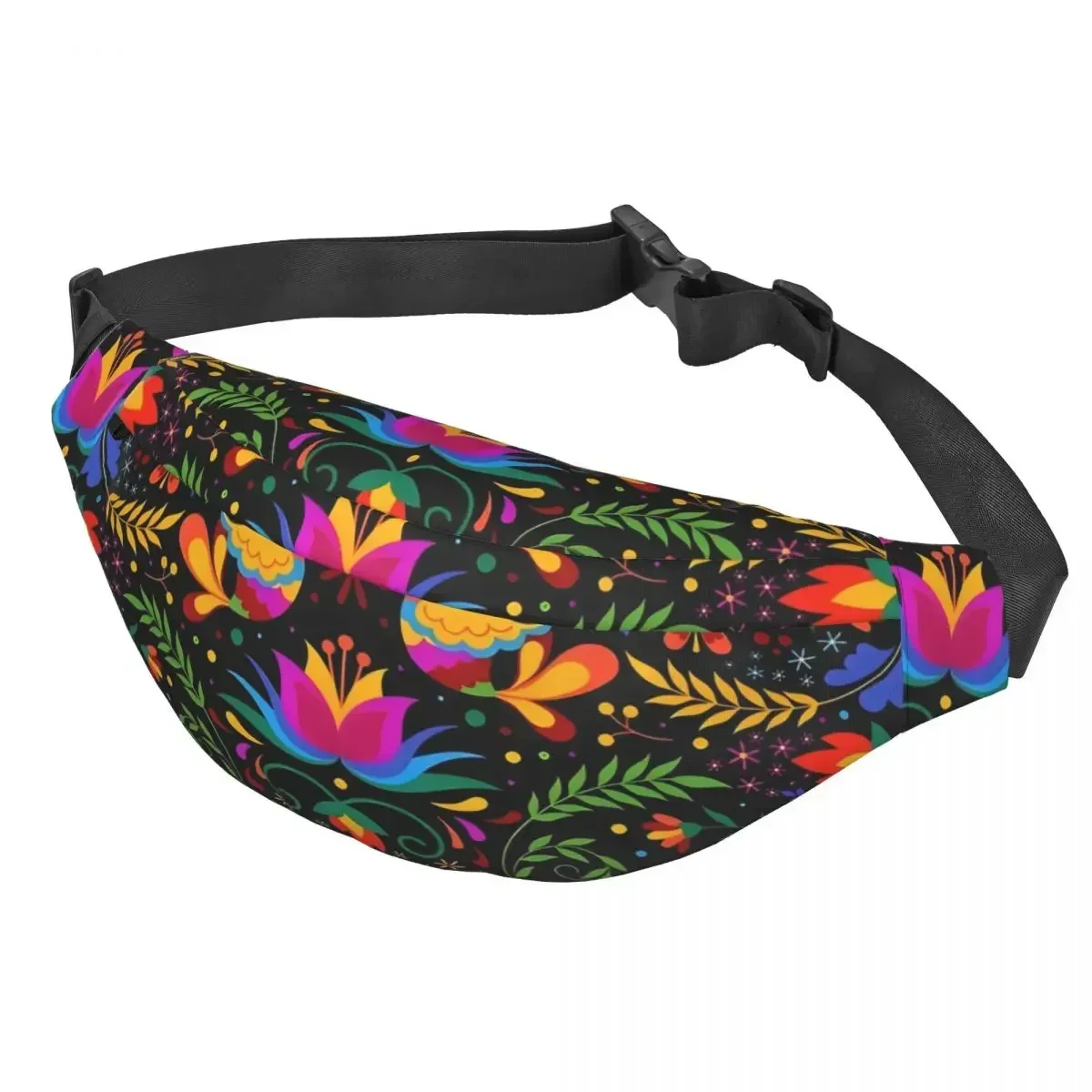 Mexican Flowers Otomi And Birds Fanny Bag Sling Crossbody Waist Pack Men Women Cycling Camping Phone Money Pouch