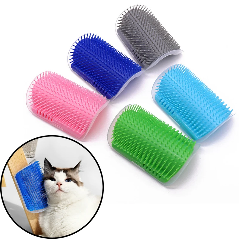 Cat Brush Comb Cat Toy with Catnip Cat Wall Brush Cat Scratcher Massage Self Groomer Comb Pet Cat Corner Scratcher Massager