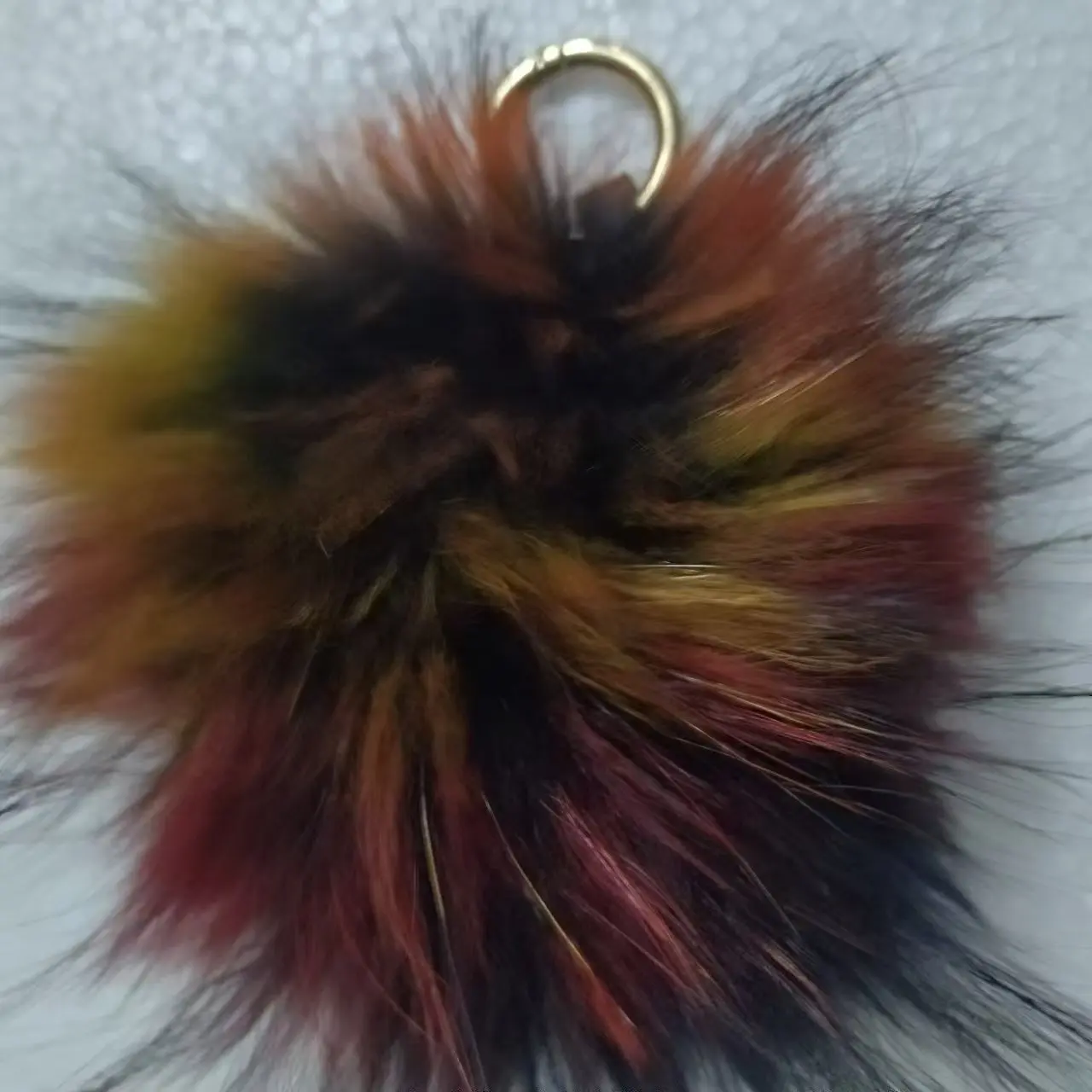 Fluffy Rabbit Fur Pompom 8CM Real Natural Fur Balls Key Chain K005-blue