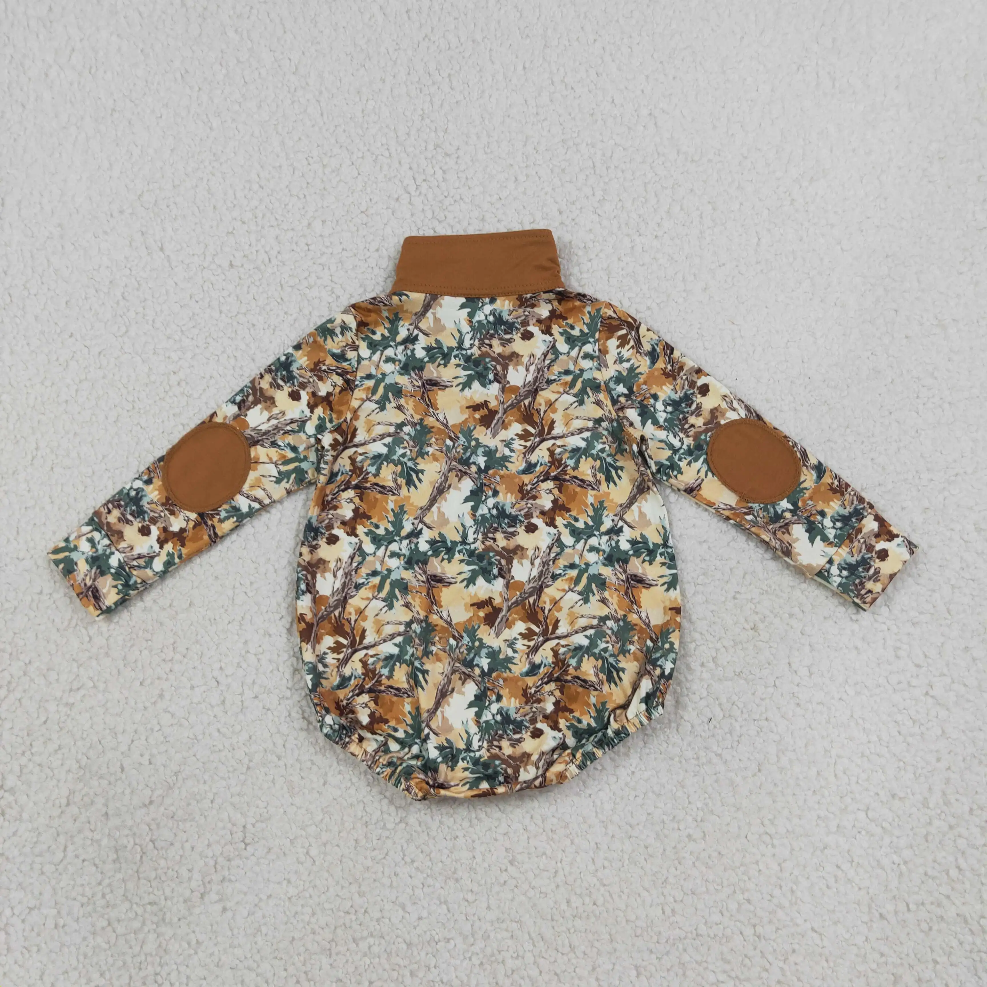 Wholesale Baby Boy Children Zipper Toddler Hoodie Leaves Bubble Romper Kids Infant Newborn Coverall Bodysuit Camo Clothes