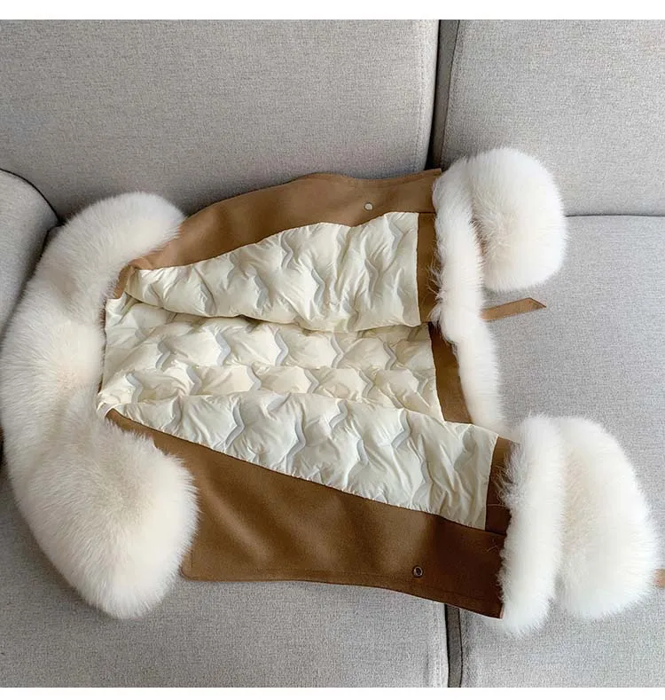 Fashion Fox Fur Grass Coat Women's Short 2024 New Furry coat Woolen collar thickened warm coat for winter Fur Coat