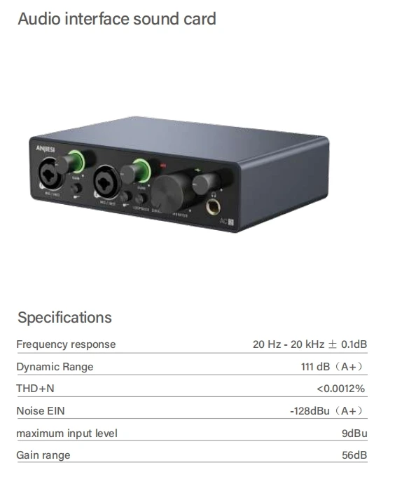 Mini Aufnahme USB Audio Interface Podcast Mikrofon Mixer Professionelle Soundkarte