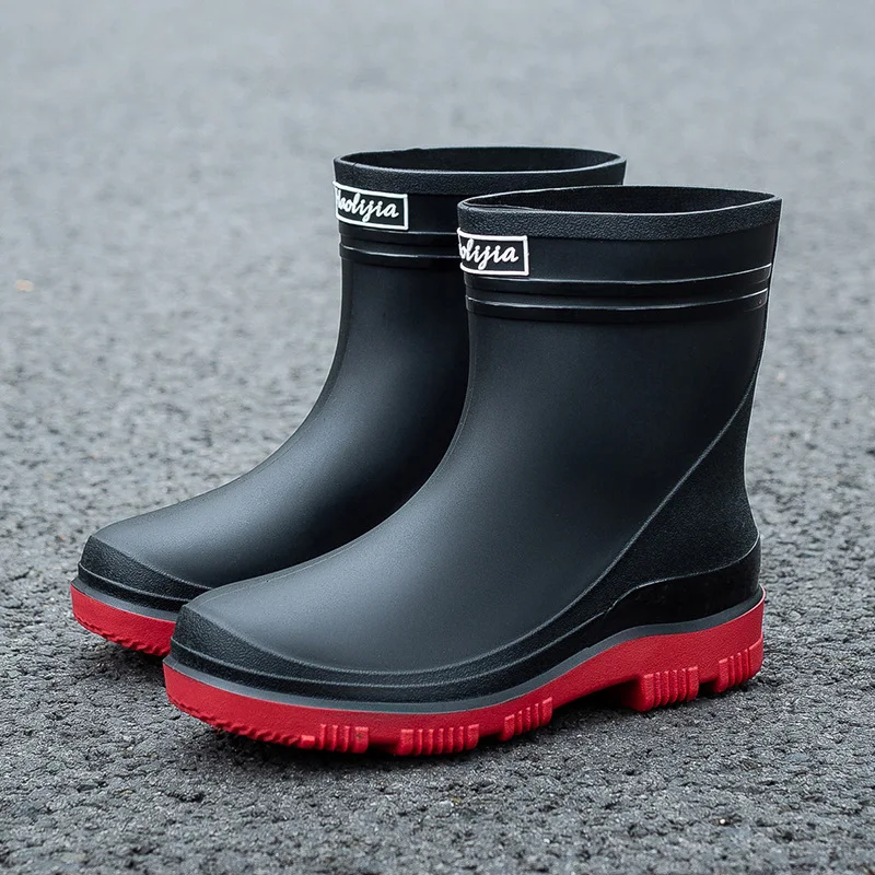 Men's Rain Boots Waterproof Kitchen Work Rain Boots Four-season Rubber Galoshoes Outdoor Anti-Slip Fishing Boot Резиновые Сапоги