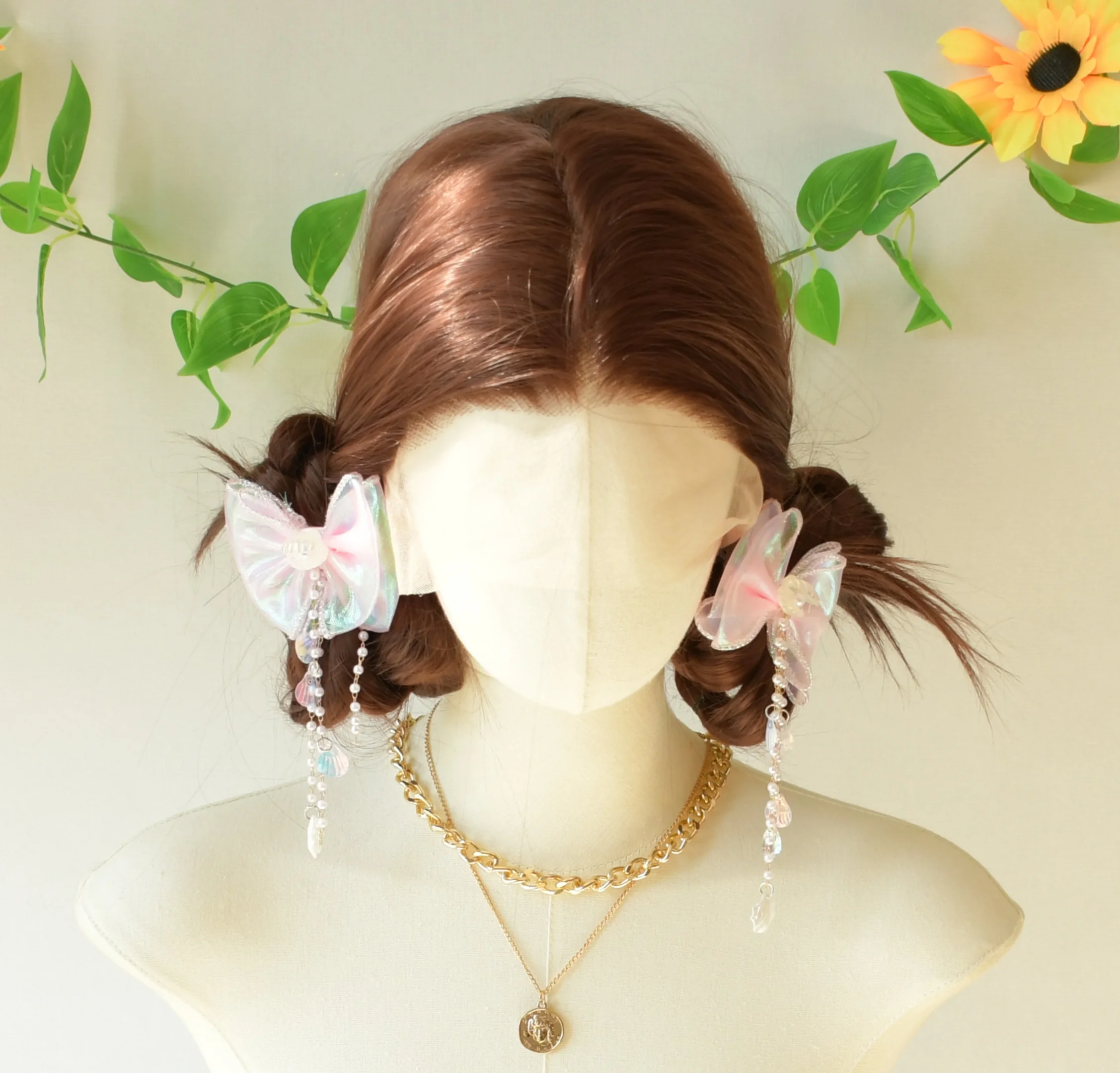 

Chocolate Brown Straight Lace Front Wig 13x4 HD Synthetic Glueless PrePlucked High Quality Party Cosplay Bye Bye Knots