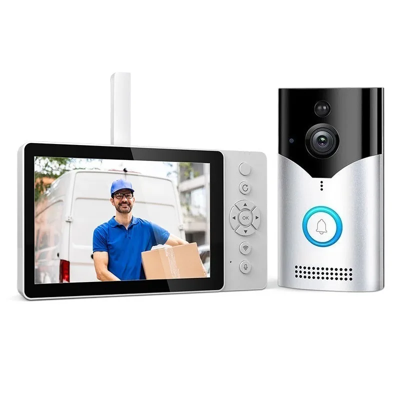 4MP HD Wireless Video Doorbell Intercom System with 5 Inch Display Screen Home Security Monitoring Smart