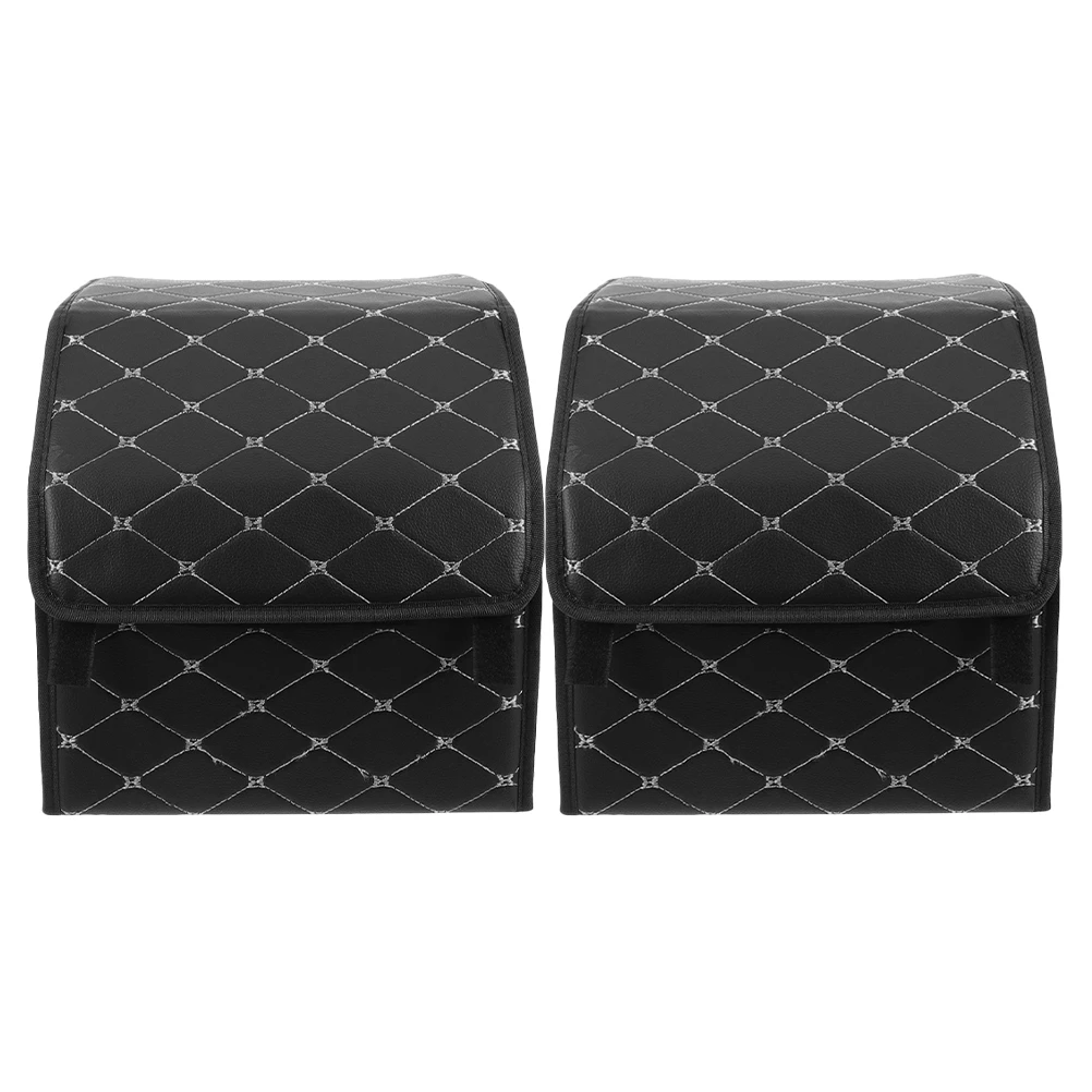 

2pcs Car Organizer Boxes Foldable Storage Bin For Vehicle Trunk Space-Saving Auto Organizer Emergency Tools Grocery Travel