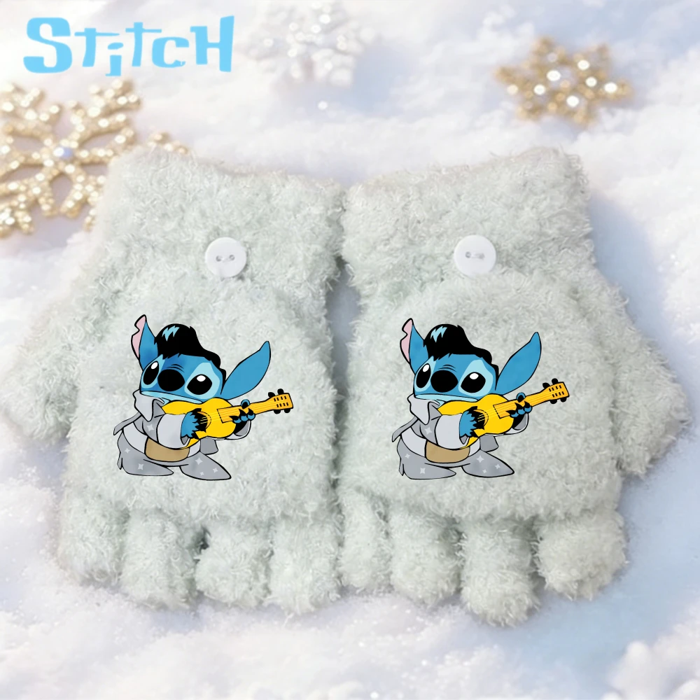 لطيف ديزني غرزة نصف اصبع الوجه قفازات لطيف فتاة الدفء شاشة لمس محبوك قفاز أزياء الكرتون أنيمي الشتاء هدية #1