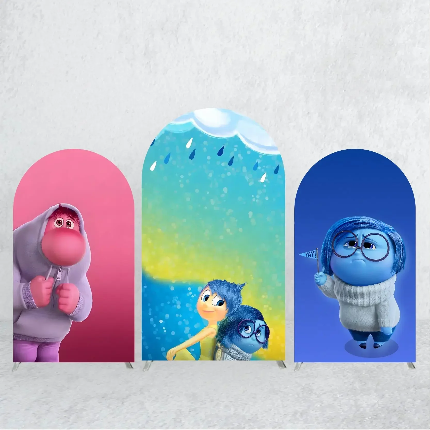 Disney Inside Out 2 Round Arch Backdrop Cover Banner Elastic Fabric Birthday Party Photo Shooting Background Balloon Decoration