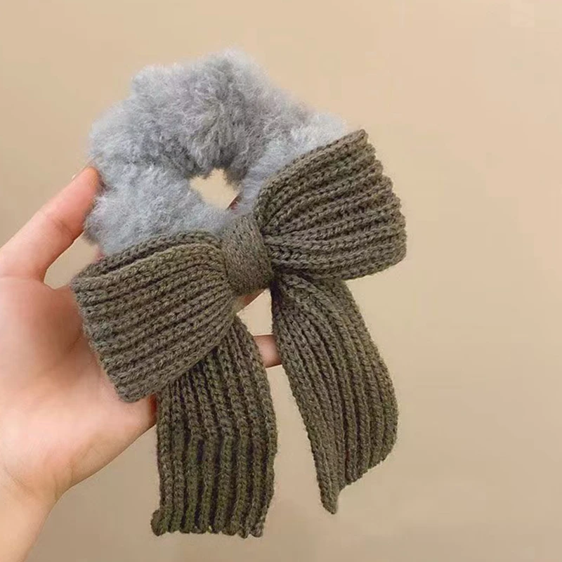 Herbst Winter Sanfte Gestrickte Wolle Bogen Haar Seil Mädchen Süße Und Vielseitige Große Haar Ring Kopf Seil Haar Gummiband