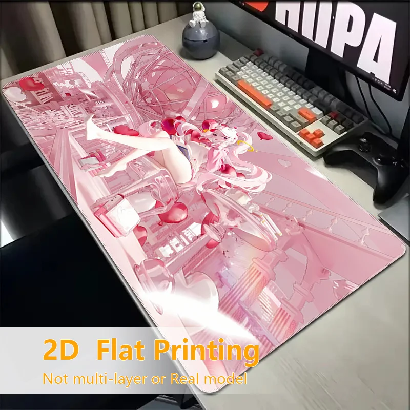 Extra Large Pink Girl Reading Mouse Pad, Non-Slip Ergonomic Desk Mat, Large Gaming & Workspace Mat for PC & Office