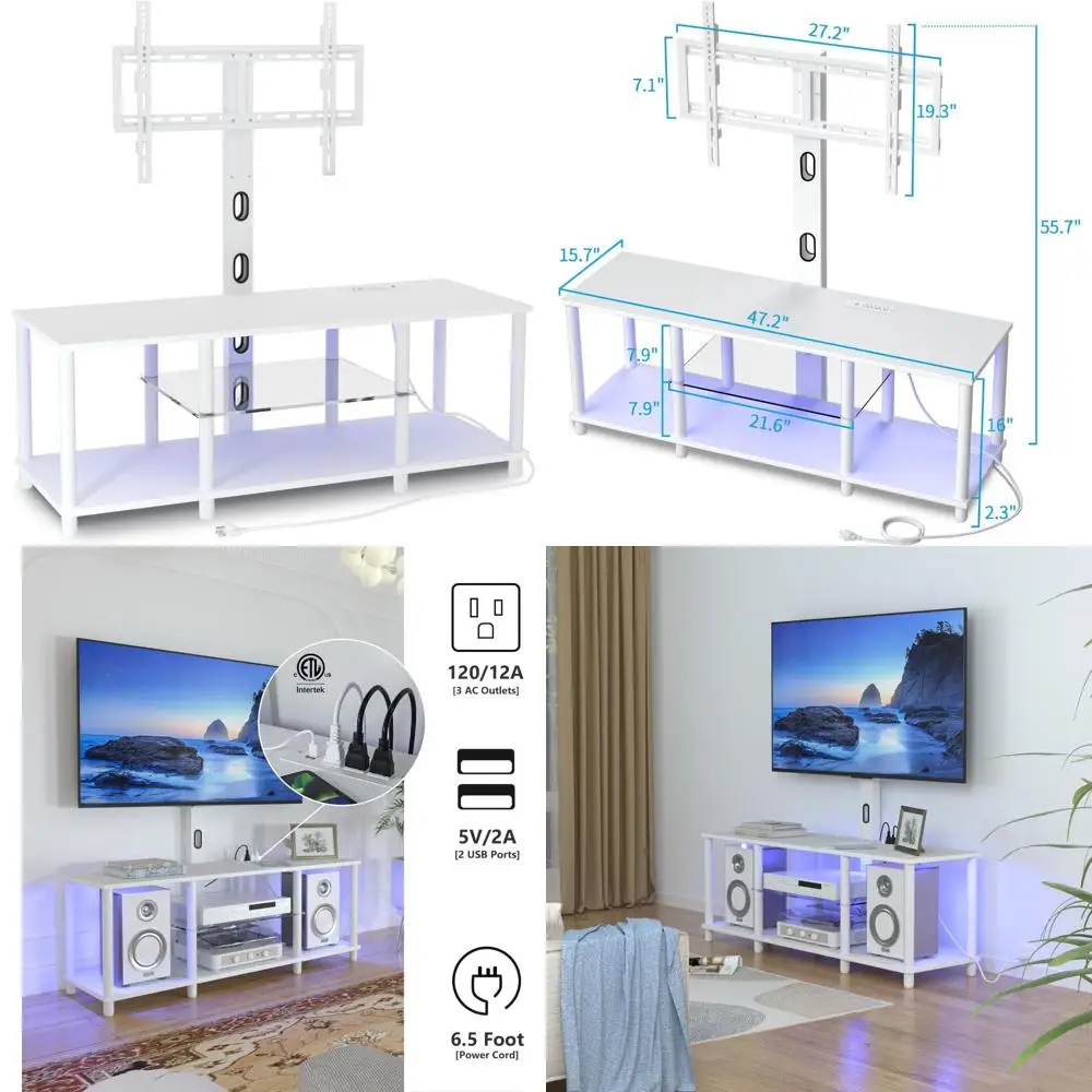 Led Coffee Table for Living Room, Living Room Table Rectangular Center Table, Modern High Glossy Wooden Coffee Tables with 16 Co