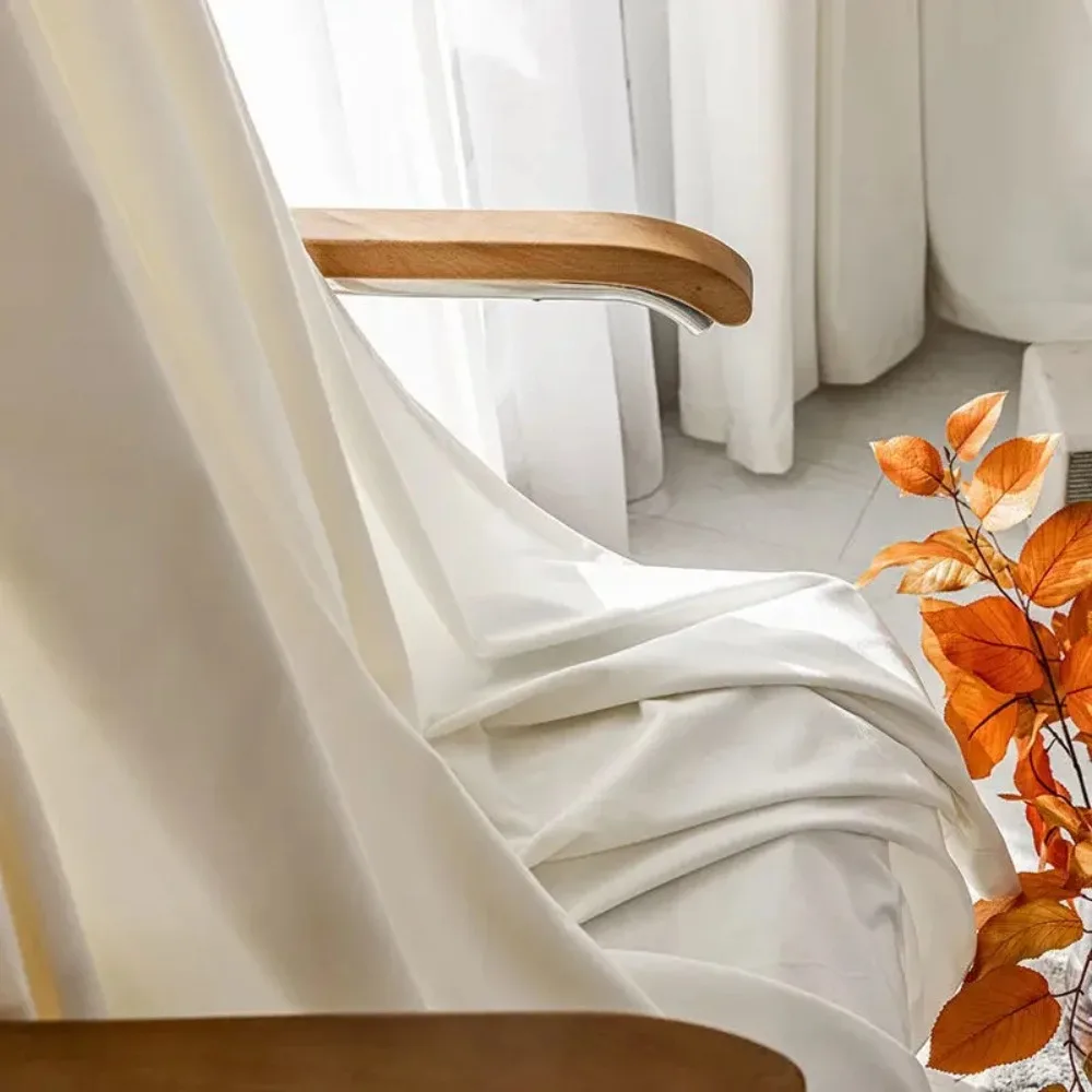 New Light Luxury Germany Velvet Beige Curtains Nordic Simple Bedroom Bay Window Curtains Living Room Blackout Thicken Drapes