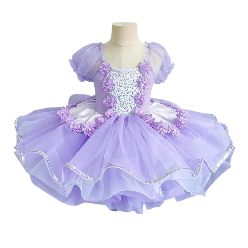 Kinder Ballsaal Kleidung Pailletten modernen Tanz Tutu Kleid Mädchen Jazz Tanz kleider für Abschluss ball Bühne tragen Ballett Prinzessin Kleid