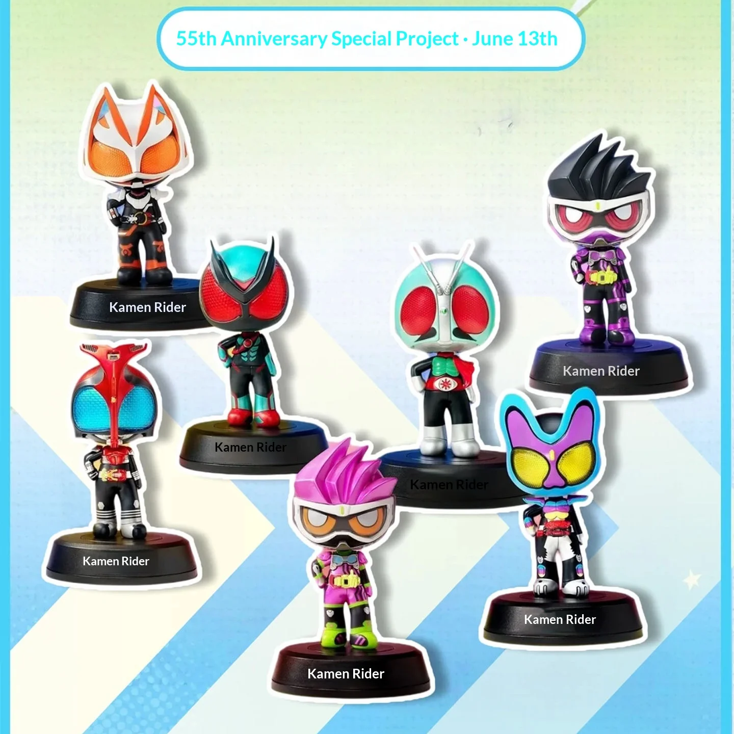 PlayLab Kamen Rider 55. Jubiläum Shake Blind Box, Rotierende Basisfigur, Parkplatz-Nummern-Dekoration, Sammlerstück für Fans